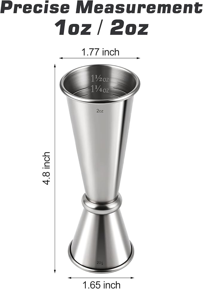 2-Pack Stainless Steel Cocktail Jiggers – Japanese Style Double Measuring Cups - Image 2