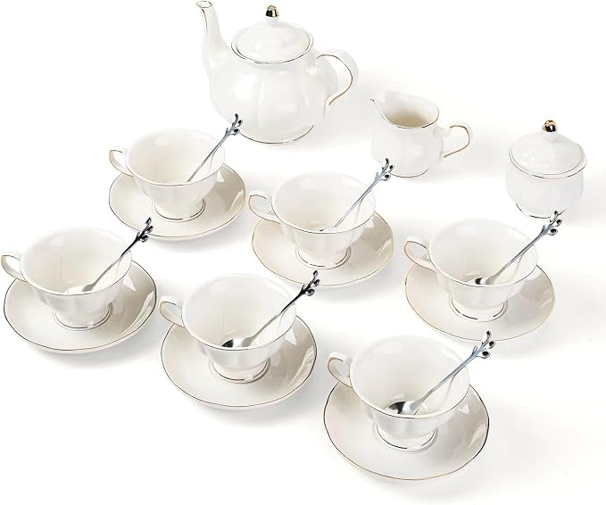 CHENP.HMC Tea Set 22-Piece Porcelain Ceramic Coffee Tea Gift Sets Cups Saucer - Image 2