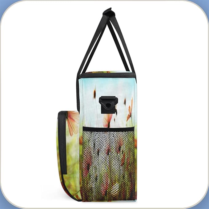 Spring Flower Coffee Maker Carring Bag Colorful Floral Travel Storage Tote Bag - Image 4
