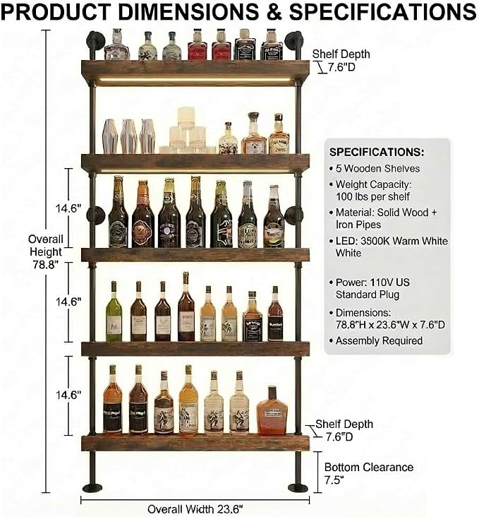 5-Tier Wall Mounted Wine Rack - Image 5