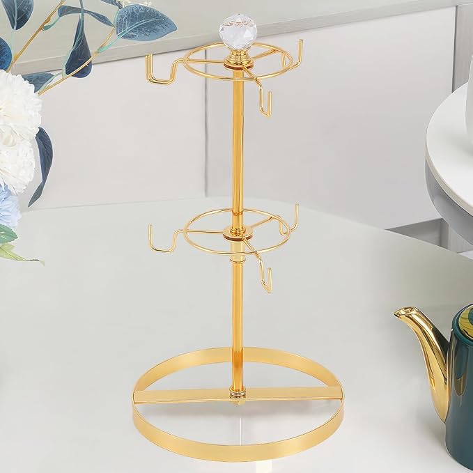 Coffee Mug Tree Holder for Counter, Double Tier Mug TeaCup Metal Holders by LWXPAIYY