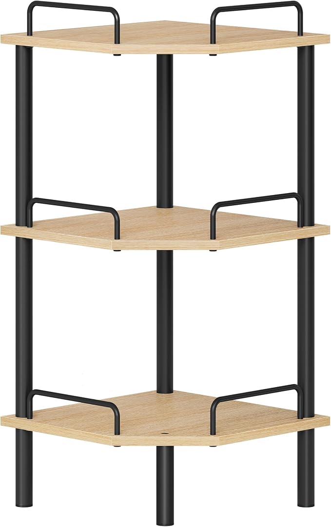 Tajsoon Corner Shelf Stand, 3 Tier Industrial Corner Shelves, Corner Shelving by Tajsoon