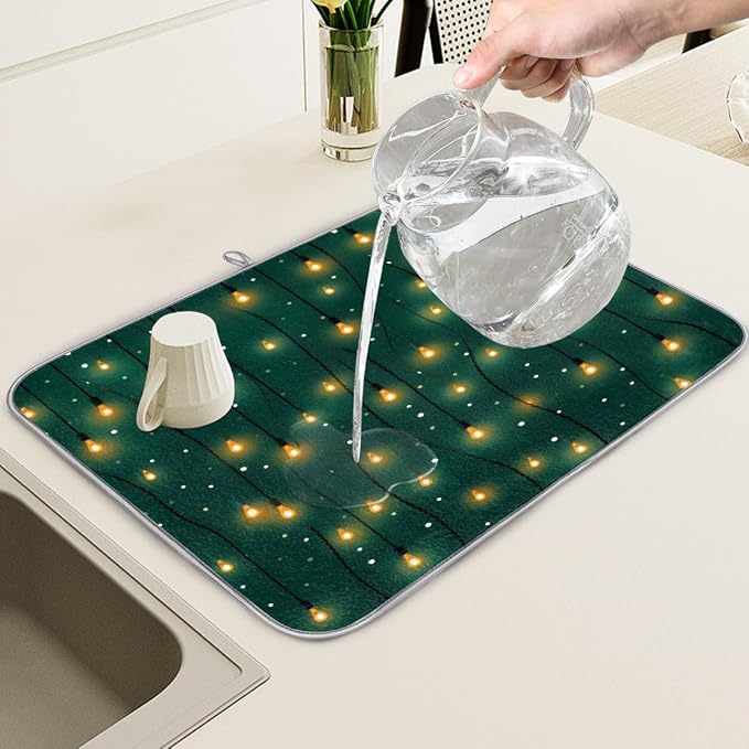 Xmax String Lights Dish Drying Mat, Kitchen Counter Quick Dry Pads - Image 5