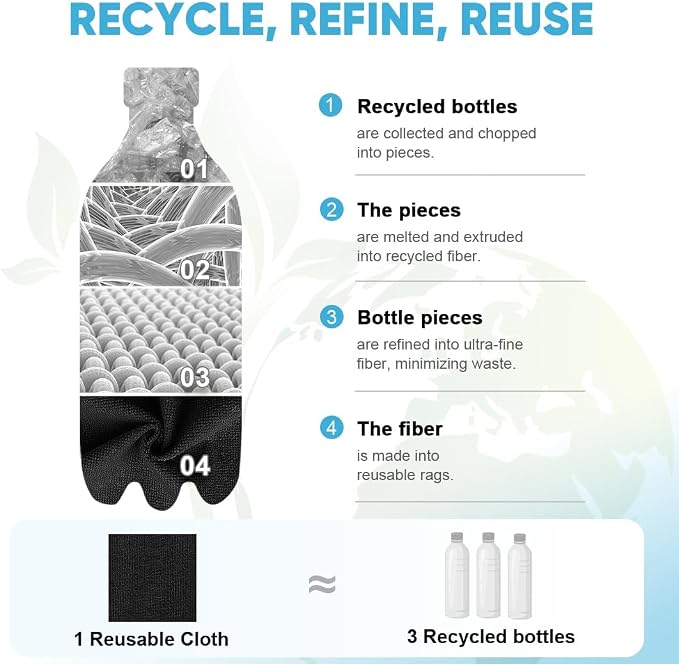 AIDEA Microfiber Cleaning Cloth 330 Sheets 6 Roll, Shop Rags Washable, Cleaning - Image 4