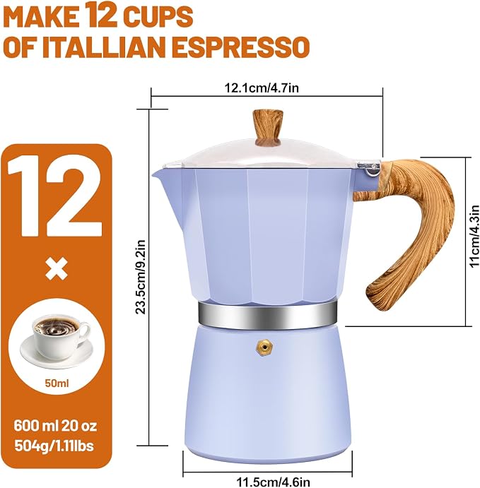 12 Cup Aluminum Espresso Stovetop Moka Pot Express Coffee Maker Percolator - Image 2