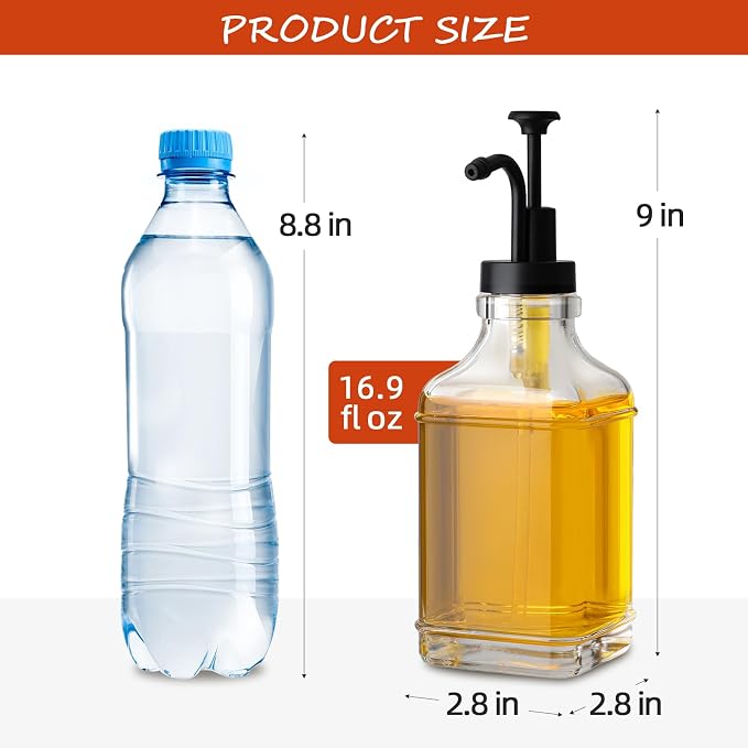 Coffee Syrup Dispenser, Coffee Bar Accessories 16.9 fl oz/500ml, Glass Syrup - Image 2
