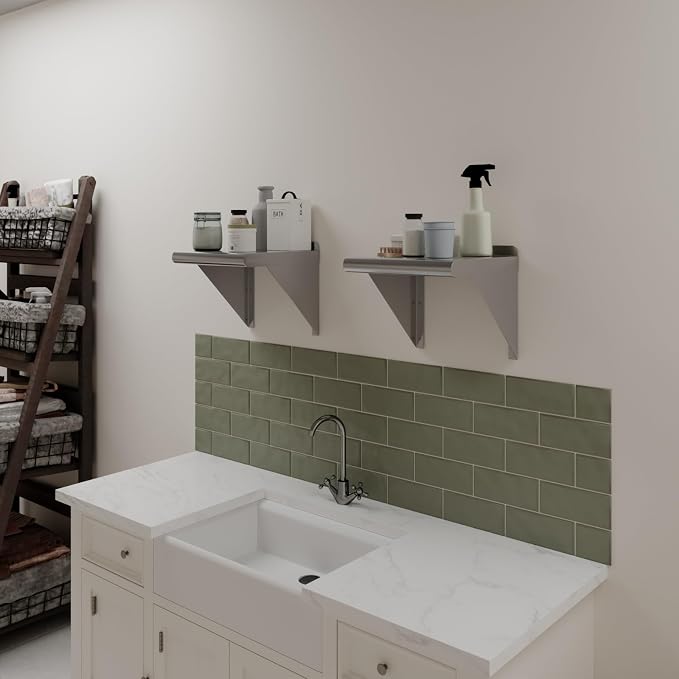 AmGood 12 in. x 12 in. Stainless Steel Wall Shelf | NSF | Metal Shelving | - Image 2