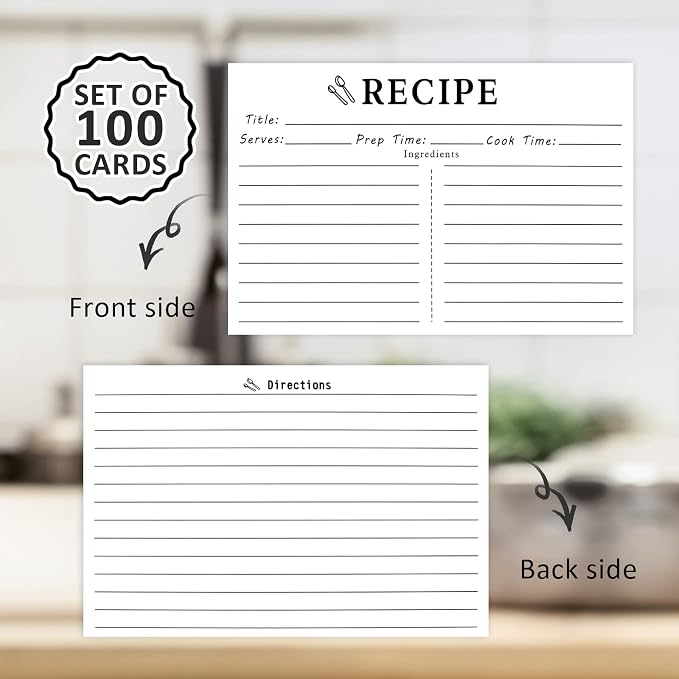 100 Count Recipe Cards, Recipe Cards 3x5 White, 3x5 Recipe Card Double Sided - Image 4