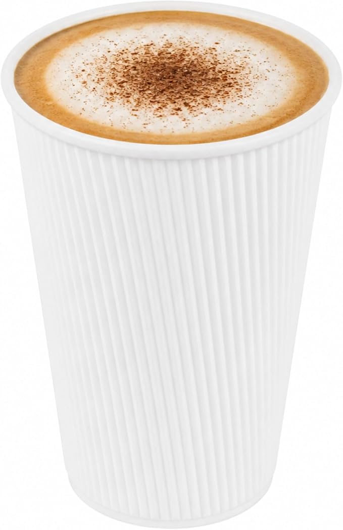 Restaurantware Ripple Wall Coffee Cups 25 Count 16 Ounce Insulated White Paper by Restaurantware