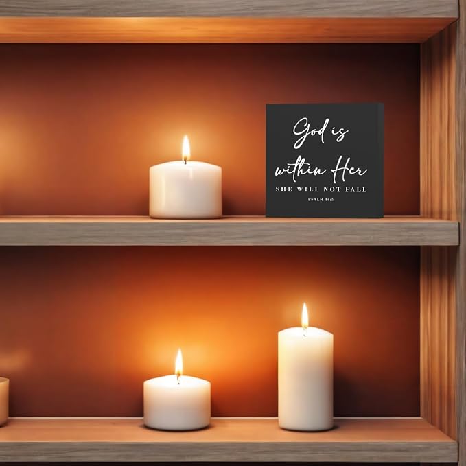 God Is Within Her Bible Verse Artwork Black Wood Box Sign Rustic Farmhouse - Image 5