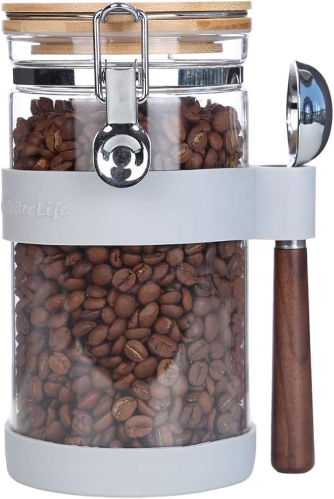 Airtight Clear Glass Coffee Bean Storage Container by KKCHOMEACCENTS