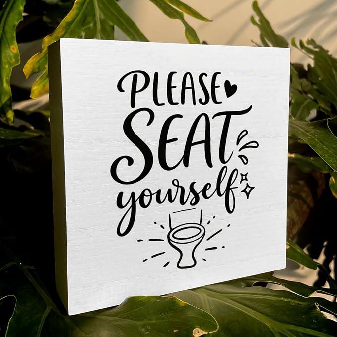 Funny Rustic Bathroom Decor Wooden Box Sign 5x5 Inch - Image 6