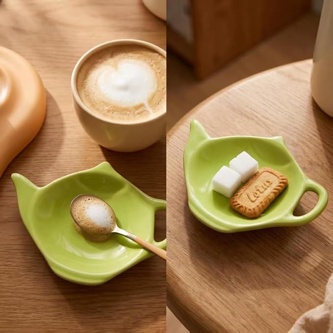 Generic 2 Pcs Teapot Shaped Tea Bag Holder, Ceramic Tea Bag Rest Set, Small Tea - Image 6