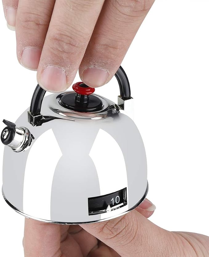 Teapot Shaped Stainless Steel Mechanical Kitchen Timer - Image 6