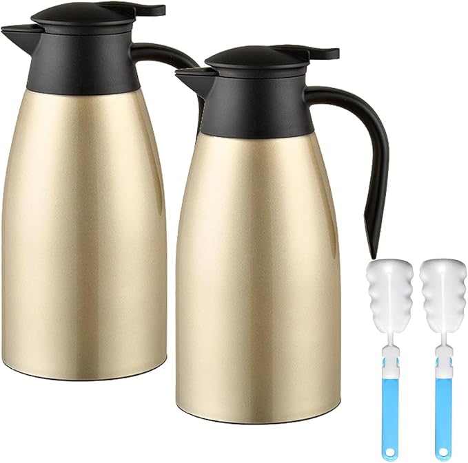 70 oz Thermal Coffee Carafe, Updated 2 PCS Insulated Stainless Steel Coffee by Dumfoin