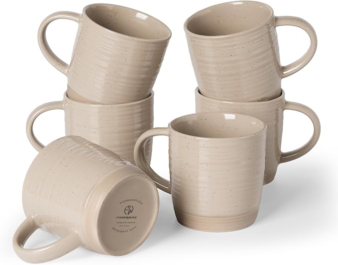 famiware Coffee Mugs Set of 6, 13 oz Mug Set, Ceramic Cup Set by Famiware