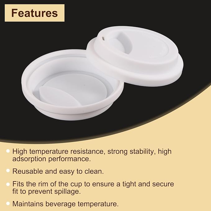 uxcell Silicone Cup Lids, Drinking Lid Reusable Sealed Mug Lid - Image 3