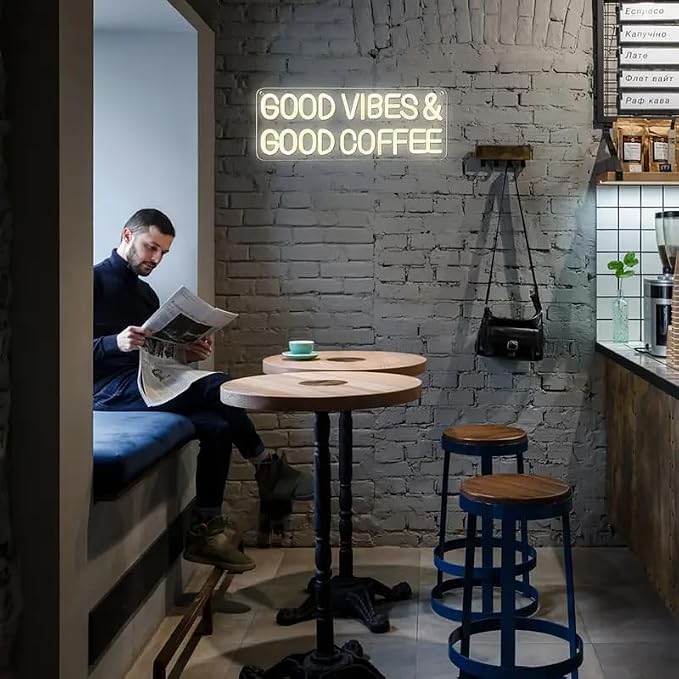 Good Vibes & Good Coffee LED Neon Sign Coffee Bar Shop Cafe Drink Neon Light - Image 6