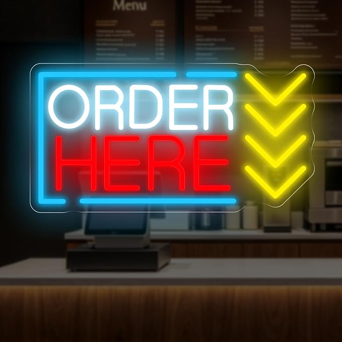 Order Here Neon Sign Coffee Shop Opening Gift Restaurant Ordering Area LED by DMDMBSR