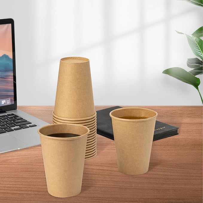 RACETOP 300 Pack 12 oz Coffee Cups, Disposable Coffee Cups, Kraft Paper Cups - Image 5