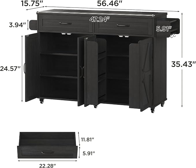 Mobile Kitchen Island, Kitchen Island Cart - Image 2