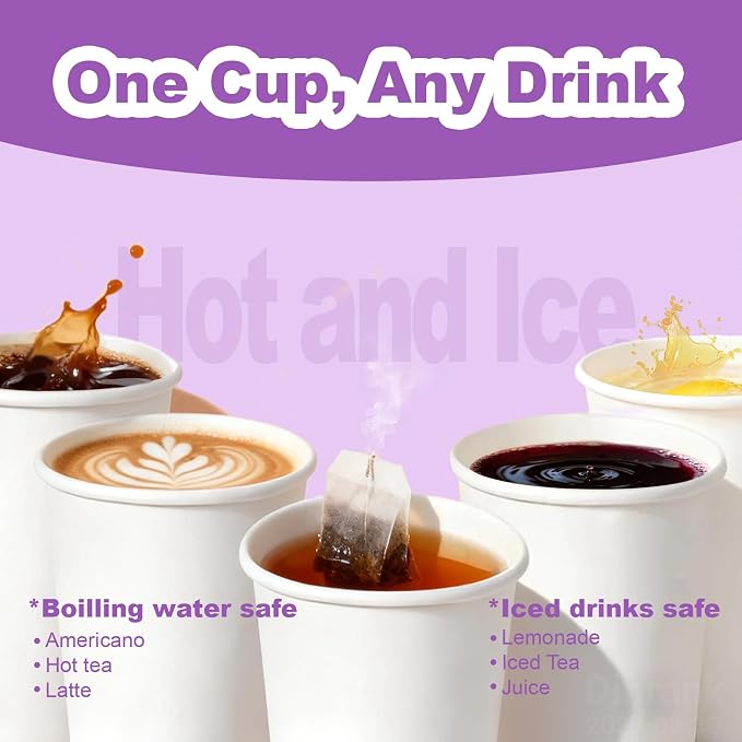 16 oz 100 Pack Bulk Disposable Paper Cups, Leak Proof White - Image 6