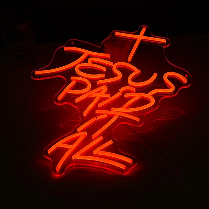 Jesus Paid It All Neon Sign Red Cross Neon Light - Image 5