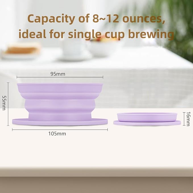 2 Pieces Collapsible Paperless Travel Pour Over Coffee Dripper Kit, Single Cup - Image 3