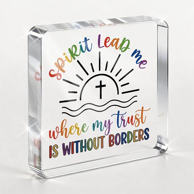 Christian Gifts for Women Men Desk Decor, Boho Inspirational Religious Acrylic by PQV