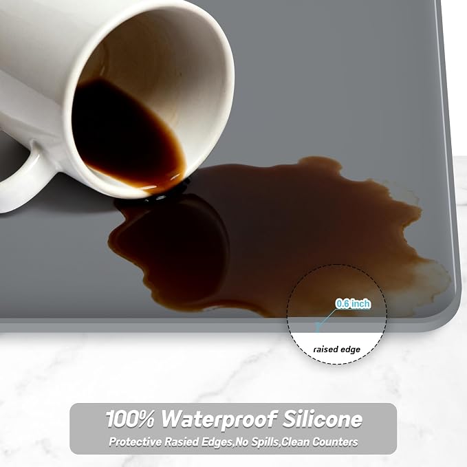 Garolue Silicone Coffee Mat, Non Slip Dish Drying Mat - Image 4