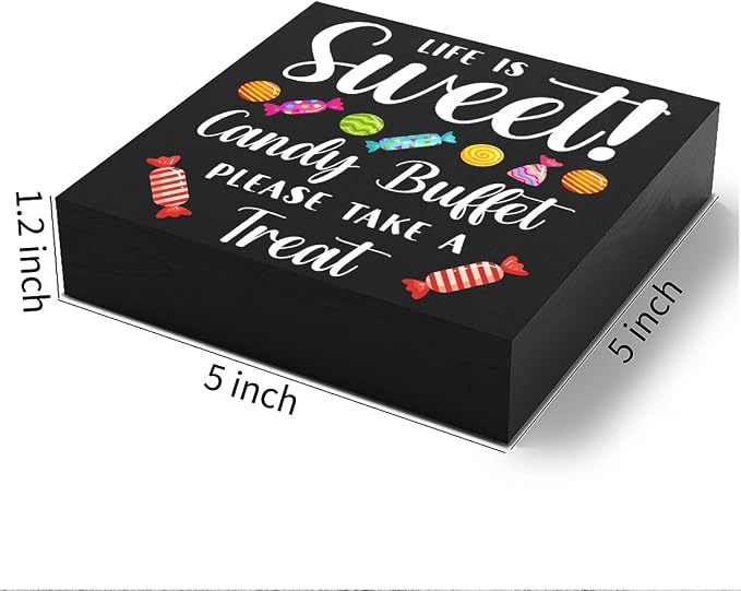Funny Christmas Candy Buffet Wooden Box Sign Plaque Life is Sweet Candy Buffet - Image 2