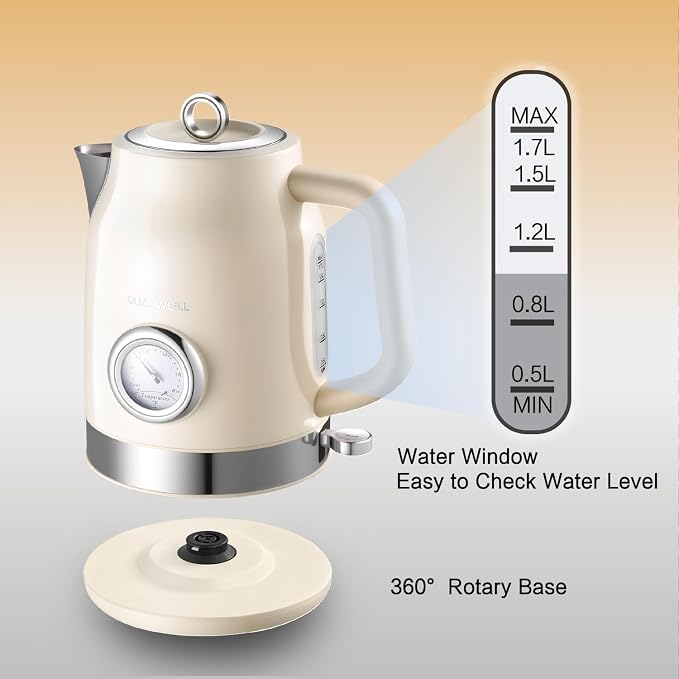 Retro Electric Kettle, 1.7L 304 Stainless Steel Tea Kettle - Image 7