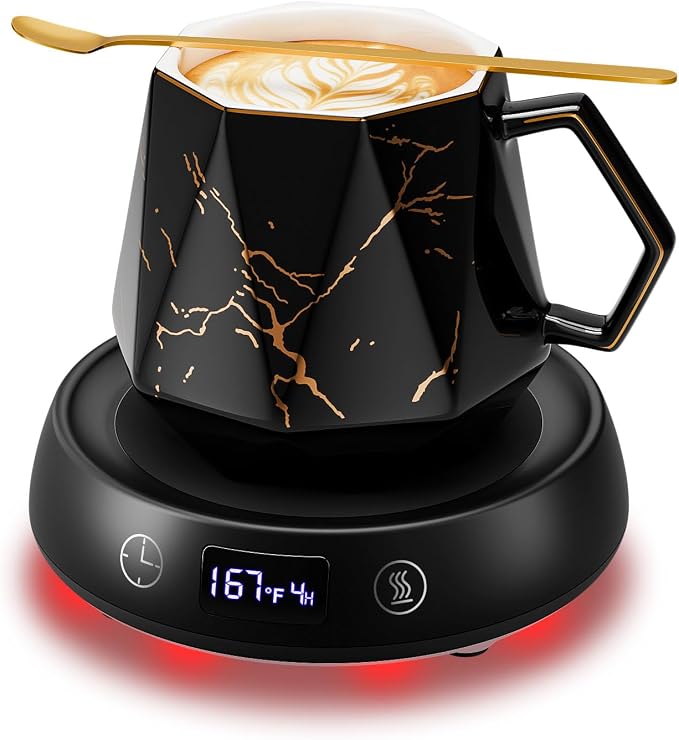 Coffee Mug Warmer & Marbling Mug Set, 1-9H Delay Start Timer Smart Heated by SmartTool%E2%80%A2BetterLife