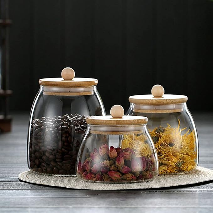 Glass Jar with Airtight Bamboo Lid Coffee Bean Jar Container Storage - Image 4