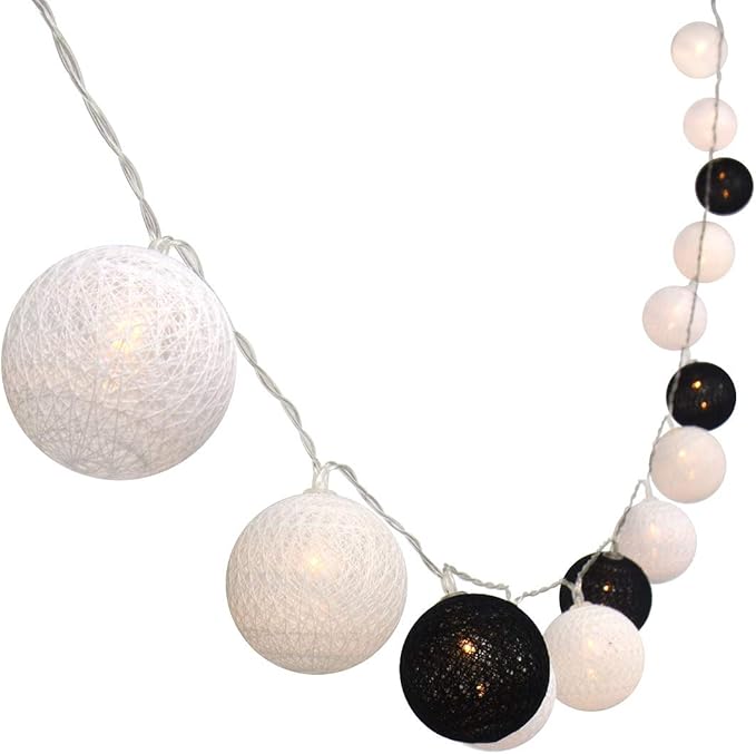 Gardeningwill 3M/10Ft 30 Black White Ball LED Battery Operated String Fairy by Gardeningwill