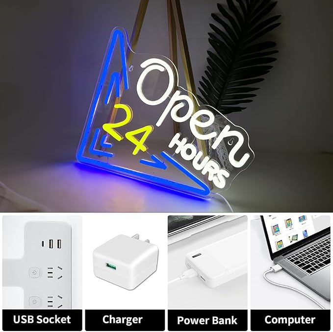 Open 24 Hours Neon Sign, Led Sign, Bar Neon Light Sign, Open 24 Hours Sign Pub - Image 4