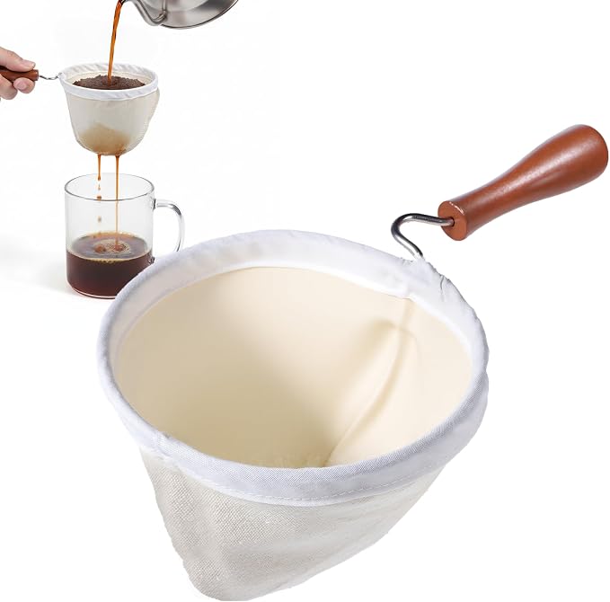 1Pcs Coffee Sock Strainer with Wooden Handle, 7.7 x 4.5 inches Washable by Unknown