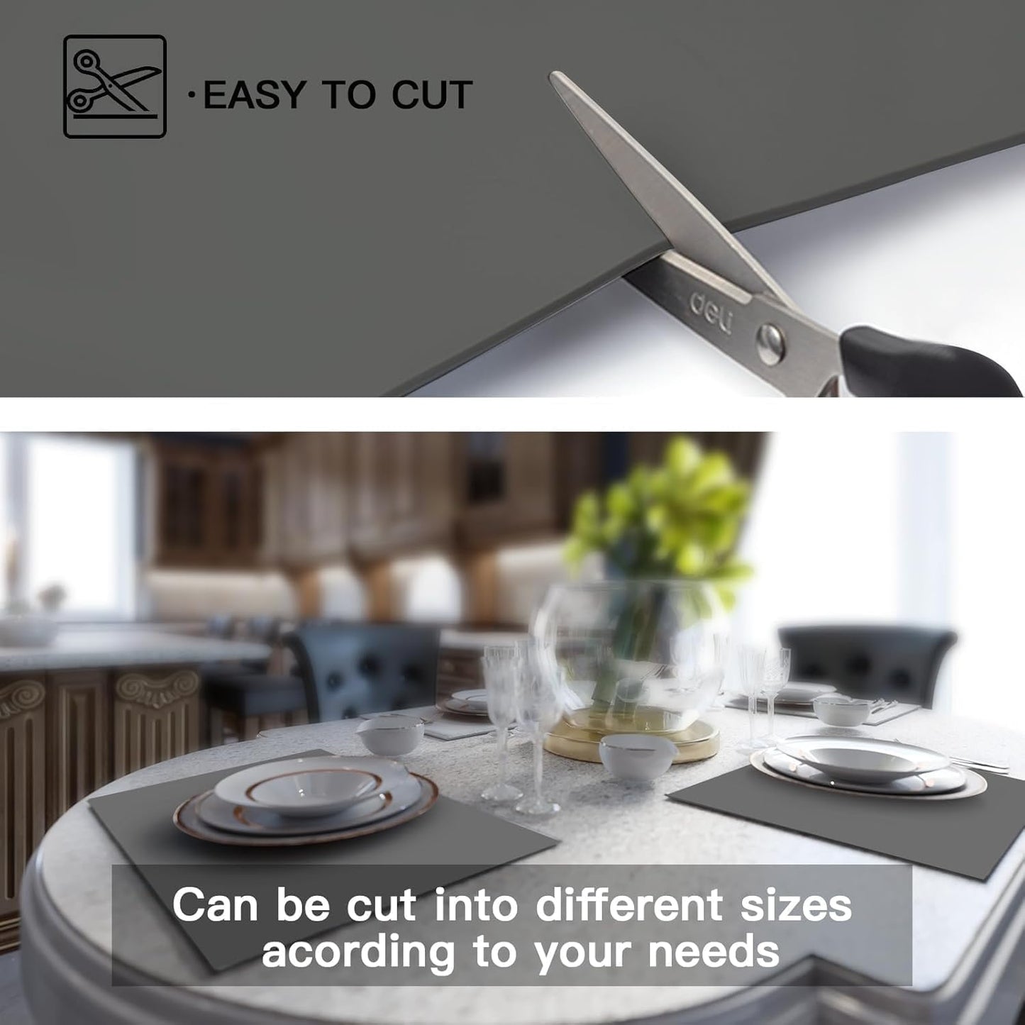 Silicone Mats for Kitchen Counter, 47.3"x23.6"(120cmx60cm) Large Heat Resistant Mat Kitchen Island Waterproof 2MM Thick Countertop Protector Mat Nons-slip Extra Large Counter Mat, Translucent Gray