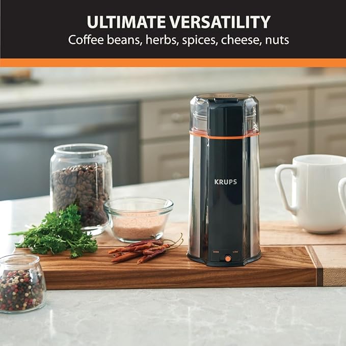 KRUPS: 3oz Coffee Grinder, Ultimate Silent Vortex Plastic and Stainless Steel - Image 4