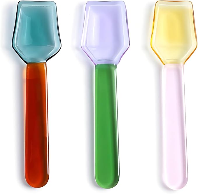 3 Pcs Glass Mixing Spoon 3.6 Inches Glass Teaspoons by Turbokey