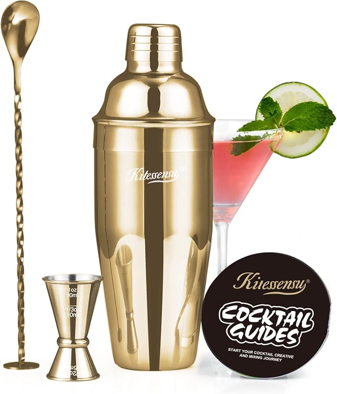 KITESSENSU Cocktail Shaker Set, Stainless Steel Bartending Kit by KITESSENSU