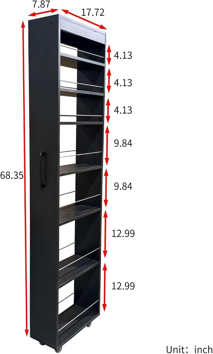 KEIKI 7 Tier Pull-Out Kitchen Pantry Storage Cabinet, Spice Rack Next to Fridge - Image 4