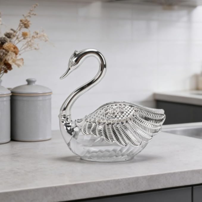 Diydeg Condiment Jar, Plastic Glass Decorative Swan Shaped Seasoning Organizer - Image 2