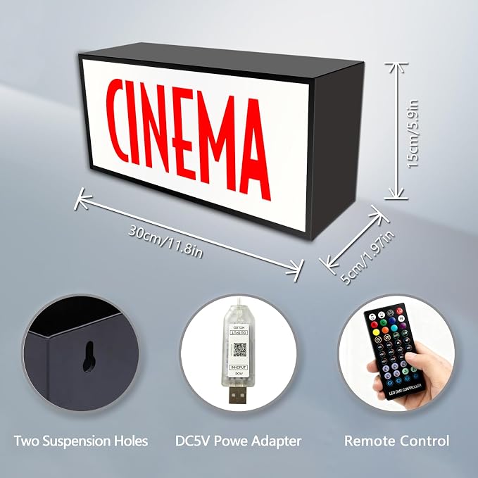 Vintage CINEMA Marquee Lightbox LED Cinema Sign - Image 3