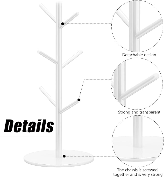 Patelai 14 Inch Acrylic Coffee Mug Tree Coffee Mug Rack Cup Holders - Image 3