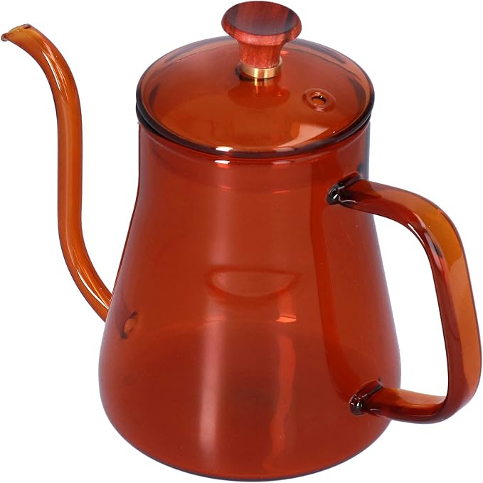 Glass Coffee Kettle, High Borosilicate Crystal Clear Gooseneck Spout, 350ml by ZAWELIYO