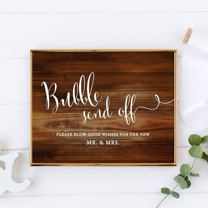 Andaz Press Wedding Party Signs, Rustic Wood Print, 8.5x11 inch, Bubble Send - Image 2