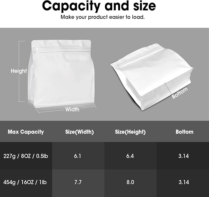 50 Count 16oz Coffee Bags with Valve, 1lb Vented Coffee Beans Packaging Bags - Image 2