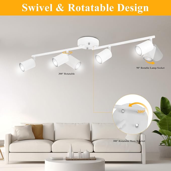 BoostArea LED 4 Light Track Lighting Kit, Flexibly Rotatable Light Head - Image 4