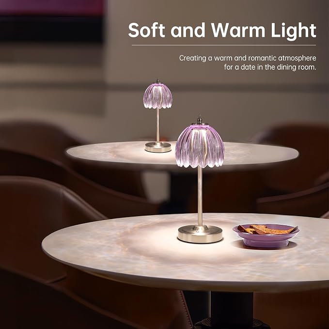 Shenmoyl Tulip Table Lamp with 5200mAh Battery & Touch Control, Cordless Small - Image 6